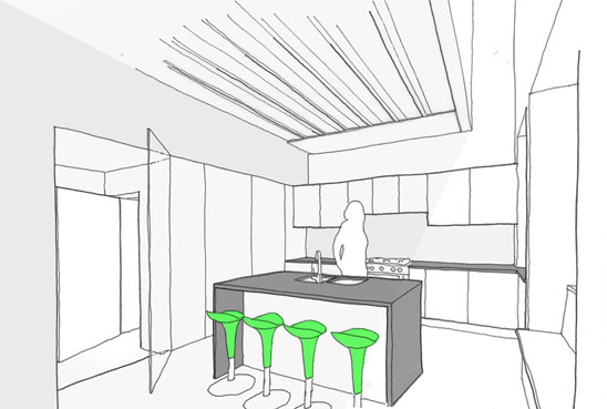 doma architects old bakery harrogate house extension-kitchen sketch